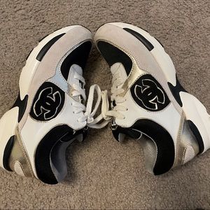 Chanel sneakers black gold white